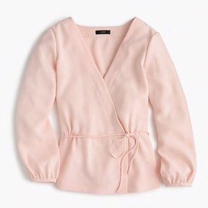 J.Crew Drapey crepe faux-wrap top - Subtle Pink